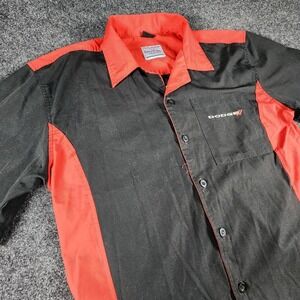 David Carey Originals Dodge Logo Button Down Shirt  Medium Black & Red Mechanic